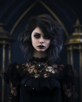 gothic gothic woman with dark makeup and black dress generative ai photo
