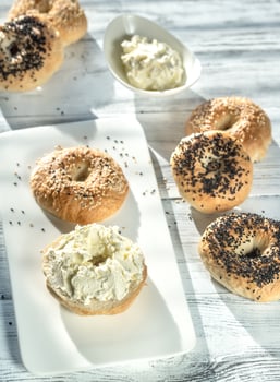 Bagel with cream cheese photo