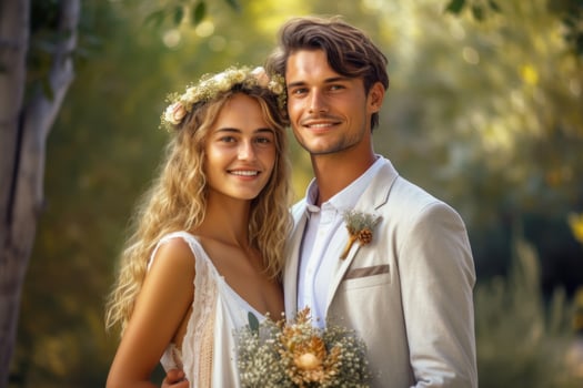 Ai Generative Photo portrait of a couple on wedding day