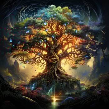 Fantasy Tree of Life Magical Design Spiritual AI Generative photo
