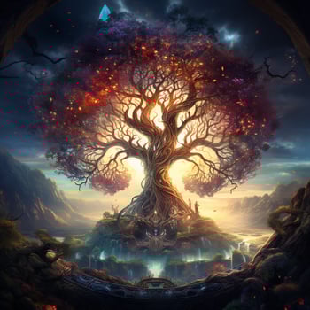 Fantasy Tree of Life Magical Design Spiritual AI Generative photo