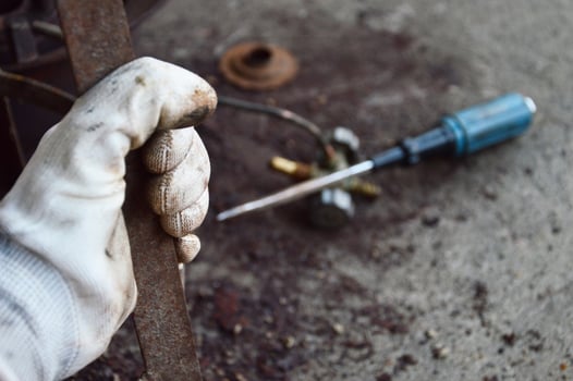 Scrub rusted steel that is stuck. photo