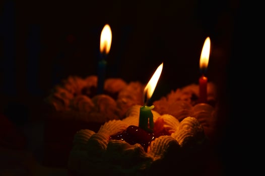 candlelight and birthday cake images photo