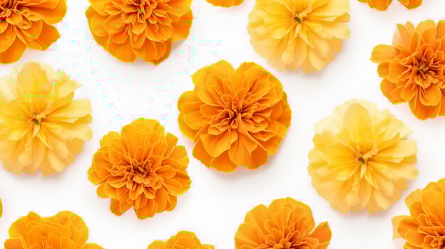 Marigold flower patterned background. Flower texture background. Generative AI photo