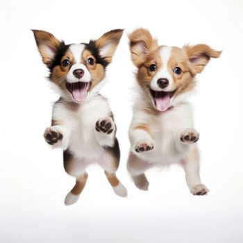Love dogs couple in isolated white background photo