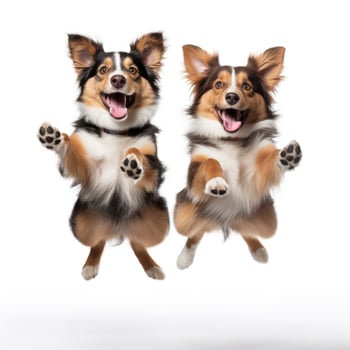 Love dogs couple in isolated white background photo