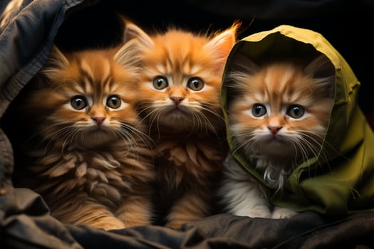 Kittens gather in snug fort, exuding charm with their heartwarming togetherness AI Generated photo