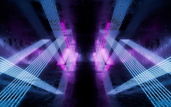 Glowing neon lines tunnel, 3d rendering. photo