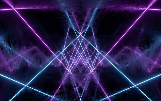 Glowing neon lines tunnel, 3d rendering. photo