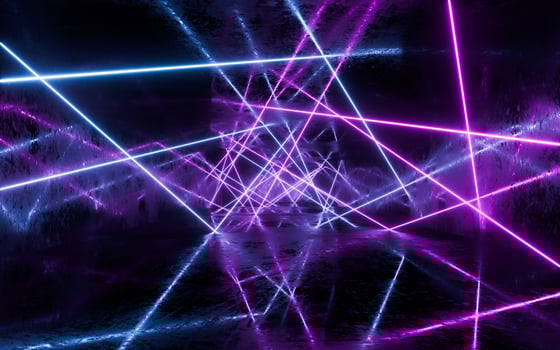 Glowing neon lines tunnel, 3d rendering. photo