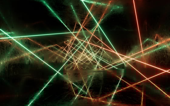Glowing neon lines tunnel, 3d rendering. photo