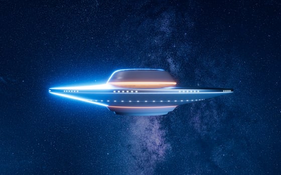 Science fiction UFO spaceships, 3d rendering. photo