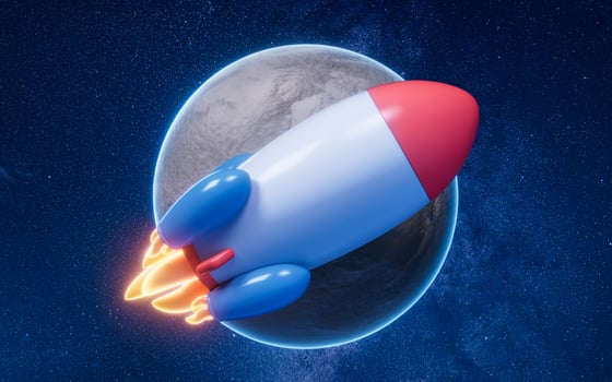 Rocket in the outer space, 3d rendering. photo