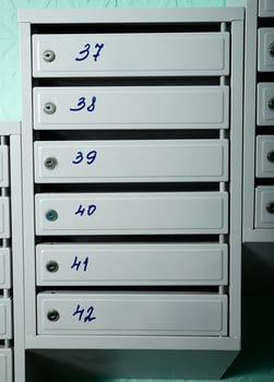 Mailboxes with flat numbers. photo