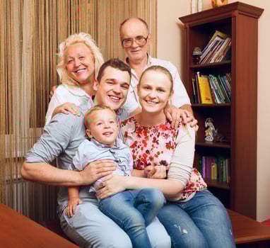 Big happy family indoors photo