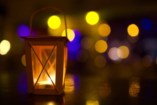Outdoor lantern with dim light photo