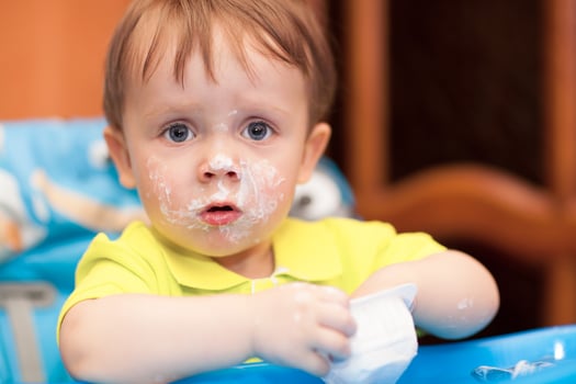 Little boy with face got dirty photo