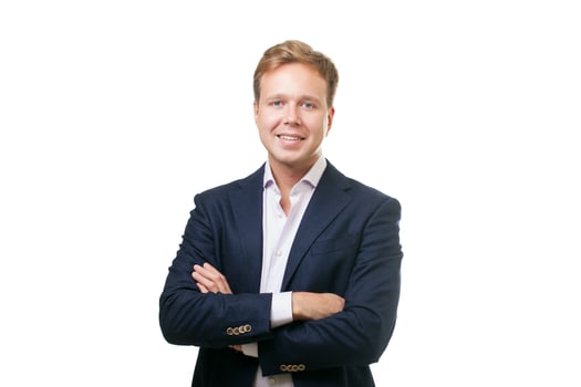 Smiling Man in Black Suit photo