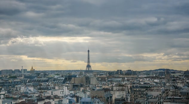 Eiffel tower at horizon in France photo