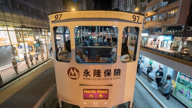 Double-decker tram in Hong Kong photo