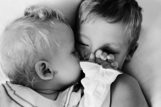 A morning kiss of little miss photo
