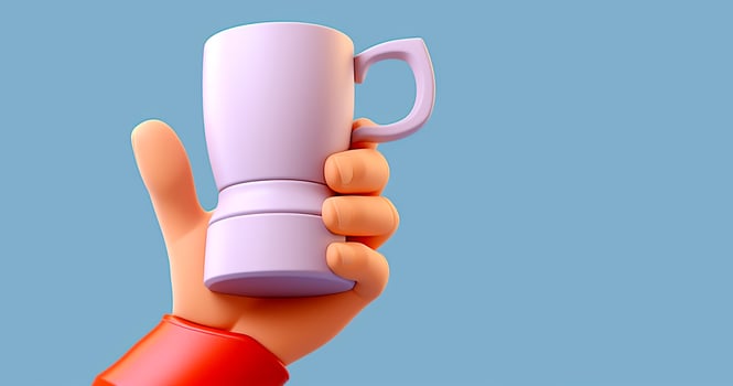 3d hand holding a cup photo