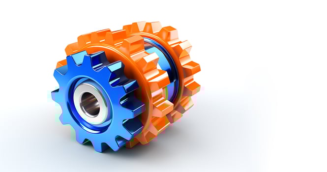 3d blue and orange gear wheel photo