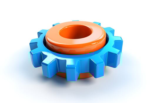 3d blue and orange gear wheel photo
