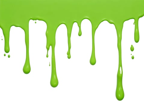 Green paint drips border isolated on a white background. AI Generative photo