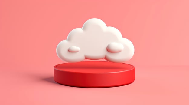 3D red white cloud icon minimal style, cloud computing online service, digital technology security concept, Generative AI illustration photo