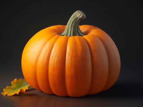Fresh pumpkin isolated on black background AI generated photo