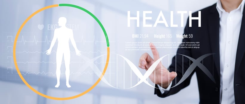 Medical doctor and medical technology and futuristic concept, Doctor using laptop and health medical network connection icon on virtual screen interface, Modern medical technology and innovation. photo