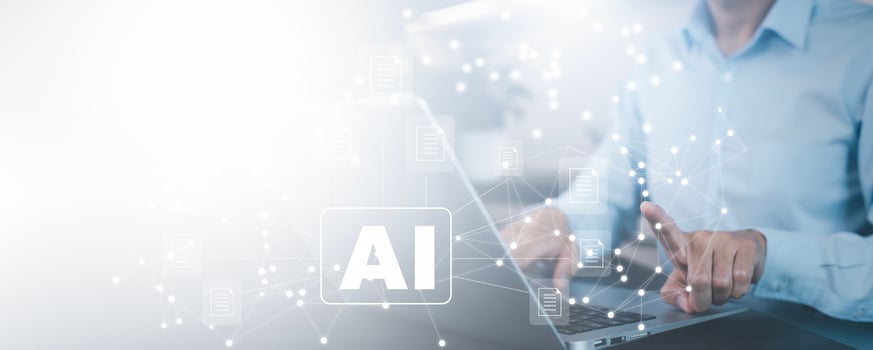 Programmer people working laptops or smartphones with AI, artificial intelligence software engineer coding on laptop computers with technology icons and binary code, big data, Ai bot digital machine photo