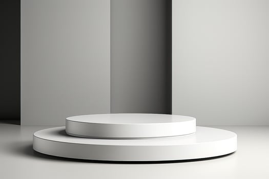 Minimalist white podium for product presentation 3D rendering photo