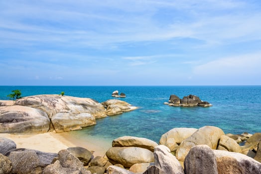 Rock and the blue sea at Koh Samui photo