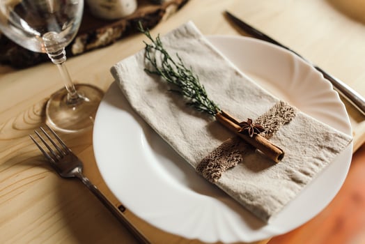 Romantic table set up for wedding dinner. Beautiful decorated wedding table for evening party. Wedding table setting photo