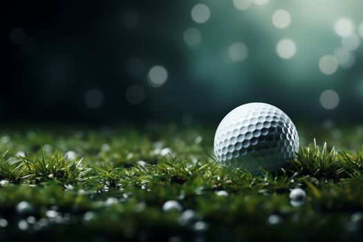 Golf ball with sport background design for banner with copy space.Created with Generative AI technology. photo