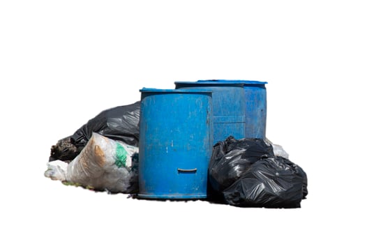 Garbage point, garbage bin, black bags for garbage, garbage sorting photo