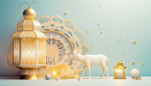 Sheep Sacrifice and Illumination - Inspiring Muslim Religious Celebrations - Generative AI photo