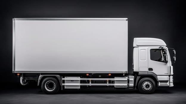 Mockup truck with a white body. side view. photo
