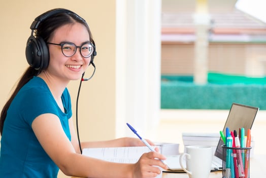 Distance learning online from home photo
