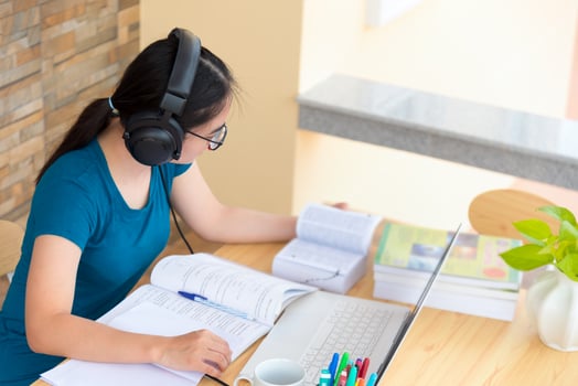 Distance learning online from home photo