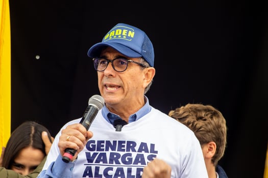 Bogota, Colombia, 16 August 2023. General Jorge Luis Vargas at the march asking for Gustavo Petro impeachment. Peaceful protest. La Marcha de la Mayoria. photo