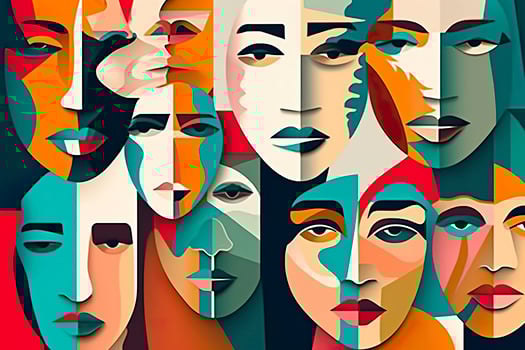 Abstract concept of different personalities. Generative AI. photo