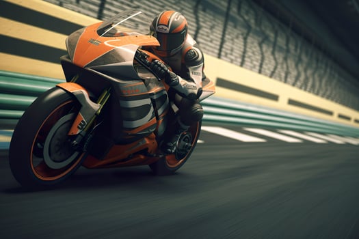 bike on racing track. Generative AI photo