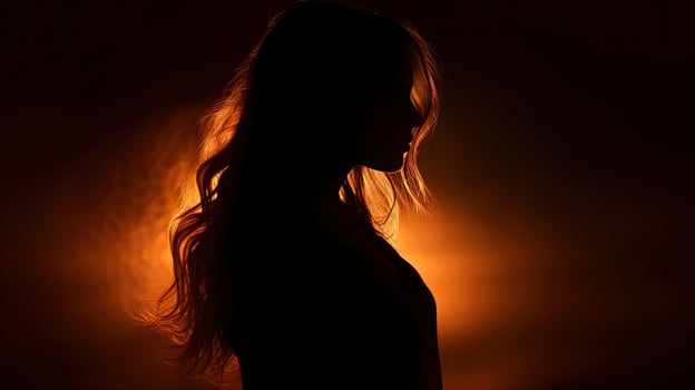 Illustration of a lit woman s silhouette depicted in a photo style