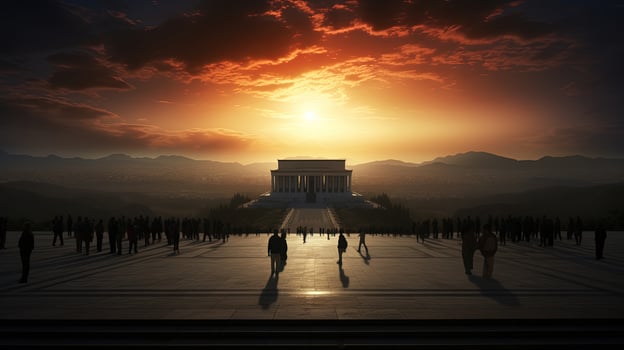 Anitkabir Ataturk in Turkey s Ankara landscape. silhouette concept photo