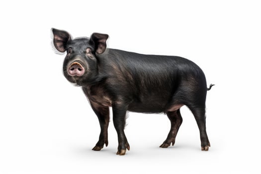 Black Pig on white background. Generative AI photo