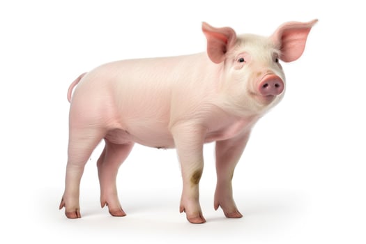 Pig isolated on white background. Generative AI photo