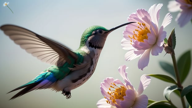 The Enchanting Moments of Hummingbirds Seeking Flower Nectar ai generated photo